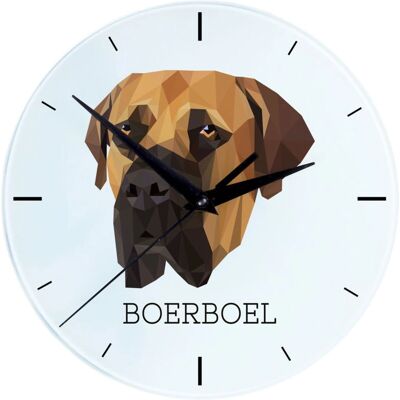 Art-Dog - Boerboel - 20 cm - Motif géométrique - Horloge murale - Publicité Art-Dog - Boerboel - 20 cm - Motif géométrique - Horloge murale - Publicité