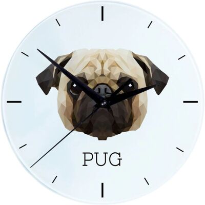 Art-Dog - Pug Carlin - Horloge murale - Publicité Art-Dog - Pug Carlin - Horloge murale - Publicité