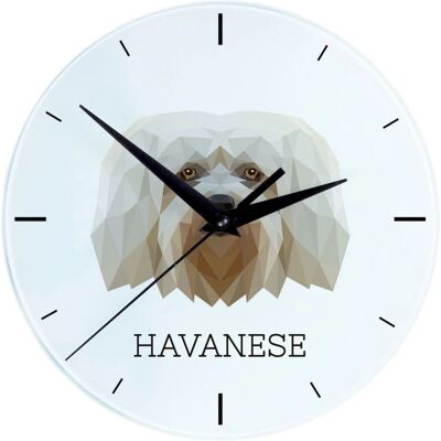 Art-Dog - Havanese Géométrique - Horloge Murale - Publicité Art-Dog - Havanese Géométrique - Horloge Murale - Publicité