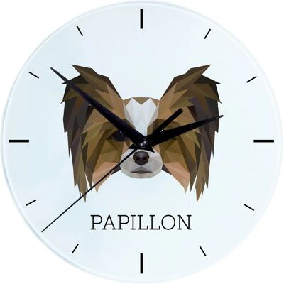 Art-Dog - Papillon Continental Spaniel - Horloge murale - Publicité Art-Dog - Papillon Continental Spaniel - Horloge murale - Publicité
