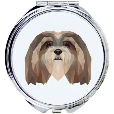 Art-Dog - Lhasa Apso - średnica 7 cm - geometryczny motyw psa - Lustro Art-Dog - Lhasa Apso - średnica 7 cm - geometryczny motyw psa - Lustro