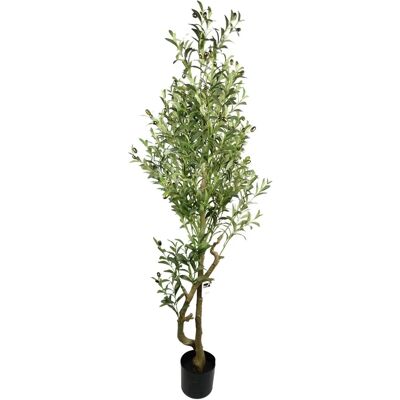 Brand 160cm Artificial Olive Tree - Green, 1296 Leaves, 72 Olives Brand 160cm Artificial Olive Tree - Green, 1296 Leaves, 72 Olives