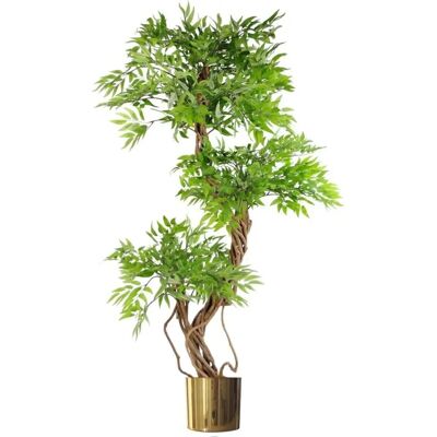 Ficus Tree - 140cm Realistic Artificial Green Tree with Brass Planter Ficus Tree - 140cm Realistic Artificial Green Tree with Brass Planter
