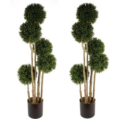 Leaf 120cm Pair Of UV Resistant Balls Topiary - Natural Trunk Leaf 120cm Pair Of UV Resistant Balls Topiary - Natural Trunk