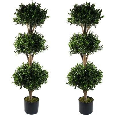 Leaf 120cm Pair Of Buxus Triple Ball Artificial Tree UV Resistant Outdoor Topiary Leaf 120cm Pair Of Buxus Triple Ball Artificial Tree UV Resistant Outdoor Topiary