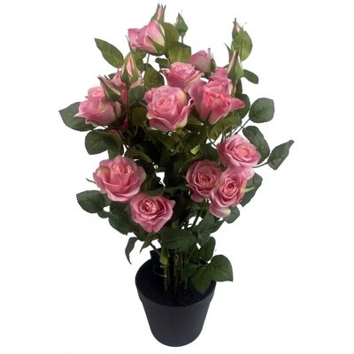 Botanik 60cm Pink Silk Rose Bush - Artificial Floral Arrangement Botanik 60cm Pink Silk Rose Bush - Artificial Floral Arrangement