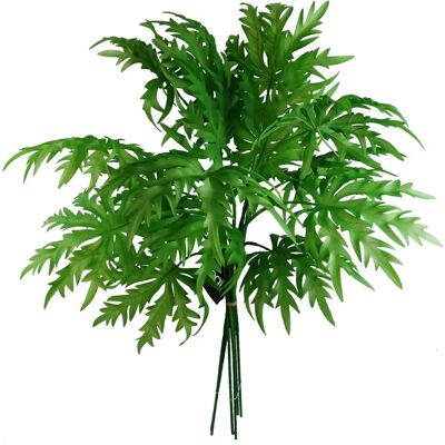 Green 85cm Plastic Leaf Stem - Pack Of 6 Artificial Foliage Decor Green 85cm Plastic Leaf Stem - Pack Of 6 Artificial Foliage Decor