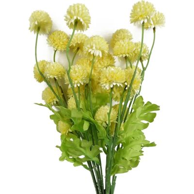 Leaf - Dahlia Pom 50cm - Yellow - Artificial Flower Stems Leaf - Dahlia Pom 50cm - Yellow - Artificial Flower Stems