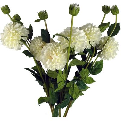 Leaf Model 75cm Cream Artificial Dahlia Pompom Flower Stem - Artificial Flower Stem Leaf Model 75cm Cream Artificial Dahlia Pompom Flower Stem - Artificial Flower Stem