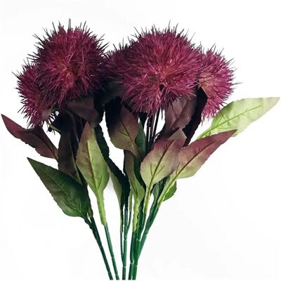 Leaf Leaf Pack Of 6 Purple 70cm Globe Thistle Artificial Flower Stems - Silk & Plastic Leaf Leaf Pack Of 6 Purple 70cm Globe Thistle Artificial Flower Stems - Silk & Plastic
