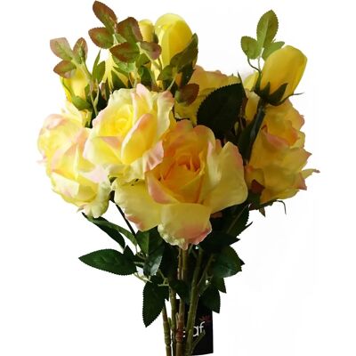 Leaf Yellow Rose Artificial Flowers - 6 Stems 80cm Leaf Yellow Rose Artificial Flowers - 6 Stems 80cm