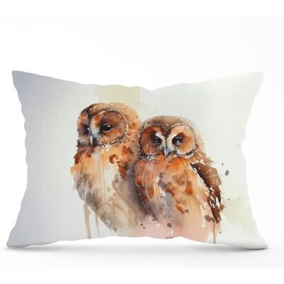 WRT Ltd - Loving Tawny Owls Watercolour - 33cm x 48cm - Cushions WRT Ltd - Loving Tawny Owls Watercolour - 33cm x 48cm - Cushions