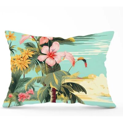 WRT Ltd - Palm Trees and Hibiscus - 33cm x 48cm - Cushion WRT Ltd - Palm Trees and Hibiscus - 33cm x 48cm - Cushion