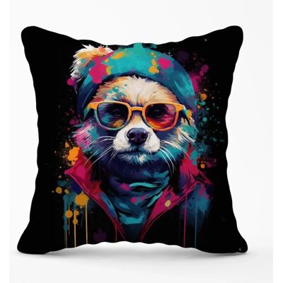 WRT Ltd - Splashart Dog - Multi Coloured - 45x45cm Cushion WRT Ltd - Splashart Dog - Multi Coloured - 45x45cm Cushion