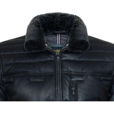 Infinity Leather Modell 2XL Schwarze Steppige Schafnappa Lederjacke - Lederjacke Infinity Leather Modell 2XL Schwarze Steppige Schafnappa Lederjacke - Lederjacke