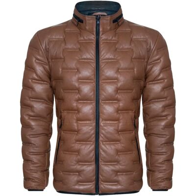 Infinity Leather 2XL Lichtbruin Puffer Lederen Jas - Lederen Puffer Jas Infinity Leather 2XL Lichtbruin Puffer Lederen Jas - Lederen Puffer Jas
