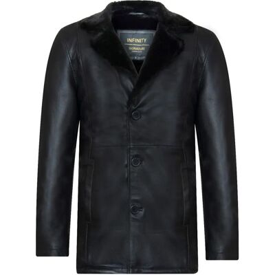 Infinity Leather Heren Reefer Leren Jas - Zwart, Klassiek, Zacht, Italiaans Leder - 2XL Infinity Leather Heren Reefer Leren Jas - Zwart, Klassiek, Zacht, Italiaans Leder - 2XL