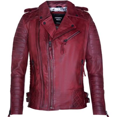 Infinity Leather Herren Burgunder Quilt Biker Motorradjacke - Leder, Burgunder, Medium - Motorradjacke Infinity Leather Herren Burgunder Quilt Biker Motorradjacke - Leder, Burgunder, Medium - Motorradjacke