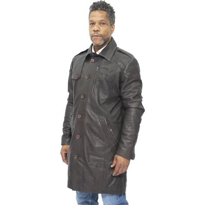 Infinity Leather Lange militaire trench - bruin - 5XL Infinity Leather Lange militaire trench - bruin - 5XL