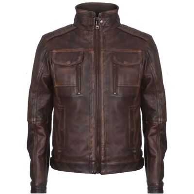 Infinity Leather Heren Vintage Bruin Lederen Biker Jas - L Infinity Leather Heren Vintage Bruin Lederen Biker Jas - L