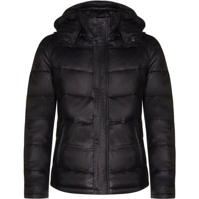 Infinity Leather Herren Schwarze Puffer Leder Stepp-warme Bomberjacke - S Infinity Leather Herren Schwarze Puffer Leder Stepp-warme Bomberjacke - S