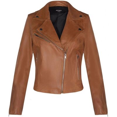 Infinity Leather Tan Biker Jacke - Klassischer Motorradstil Infinity Leather Tan Biker Jacke - Klassischer Motorradstil