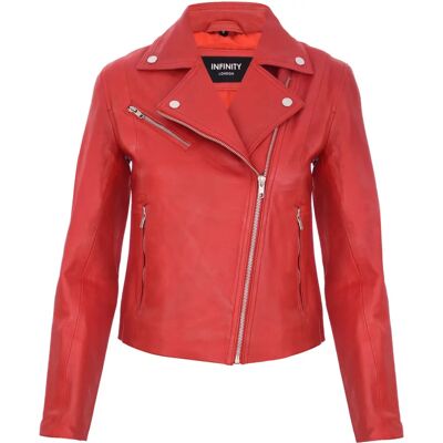 Infinity Leather Damen Rote Nappa Klassische Leder Retro Motorradjacket - Leder Motorradjacket Infinity Leather Damen Rote Nappa Klassische Leder Retro Motorradjacket - Leder Motorradjacket