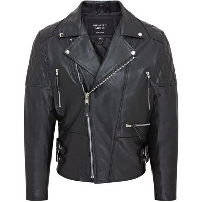Infinity Leather Herren Rindsleder Brando Bikerjacke - Schwarz - XL Infinity Leather Herren Rindsleder Brando Bikerjacke - Schwarz - XL