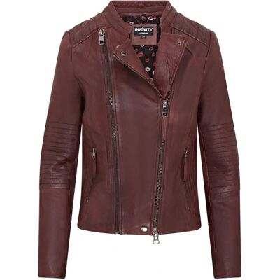 Infinity Leather Womens Burgundy Biker Jacket - Size 14 Uk - Motorcycle Leather Coat Infinity Leather Womens Burgundy Biker Jacket - Size 14 Uk - Motorcycle Leather Coat