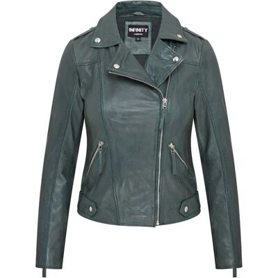 Infinity Leather Ladies Green Biker Leather Jacket XS - Leather Jacket Infinity Leather Ladies Green Biker Leather Jacket XS - Leather Jacket