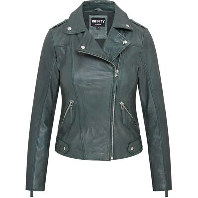 Infinity Leather Ladies Green Biker Leather Jacket XS - Leather Jacket Infinity Leather Ladies Green Biker Leather Jacket XS - Leather Jacket