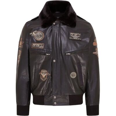 Infinity Leather Model 4XL Zwarte Bomber Luchtmachtpilootjasje Infinity Leather Model 4XL Zwarte Bomber Luchtmachtpilootjasje