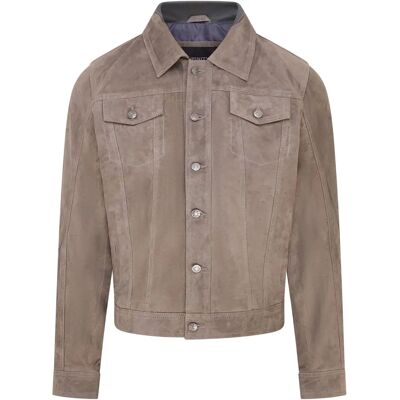 Infinity Leather Heren Grijs Geiten Suede Jeans Jas - Jas Infinity Leather Heren Grijs Geiten Suede Jeans Jas - Jas
