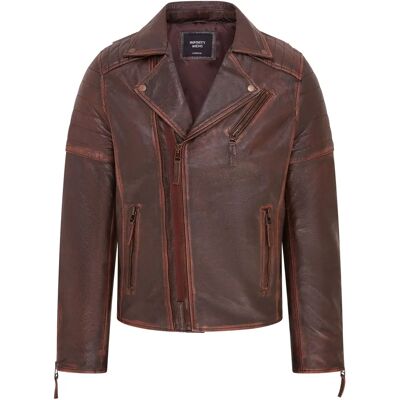 Infinity Leather Braune Slim Fit Doppel-Reißverschluss Biker Jacke - Lederjacke Infinity Leather Braune Slim Fit Doppel-Reißverschluss Biker Jacke - Lederjacke