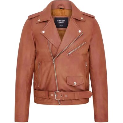 Infinity Leather Férfi Retro Brando steppelt bőr motoros dzseki Vintage motorkerékpár stílus Tan 4XL Infinity Leather Férfi Retro Brando steppelt bőr motoros dzseki Vintage motorkerékpár stílus Tan 4XL