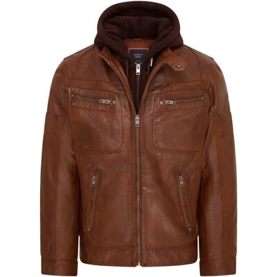 Veste en Cuir de Course Marron avec Capuche pour Hommes - Infinity Leather - Publicité Veste en Cuir de Course Marron avec Capuche pour Hommes - Infinity Leather - Publicité
