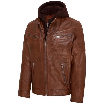 Infinity Leather Mannen Bruin Kapuzen Biker Jas - Motorrijleder 5XL Infinity Leather Mannen Bruin Kapuzen Biker Jas - Motorrijleder 5XL