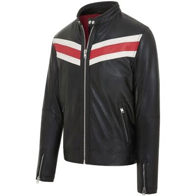 Infinity Leather Herens Zwarte Gestreepte Café Racer Biker Motorrijjas - Motorrijjas Infinity Leather Herens Zwarte Gestreepte Café Racer Biker Motorrijjas - Motorrijjas