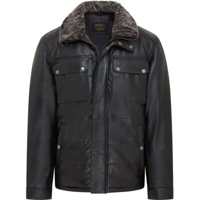 Infinity Leather Herren Schwarze Lammleder Puffer Biker Jacke - Biker Jacke Infinity Leather Herren Schwarze Lammleder Puffer Biker Jacke - Biker Jacke