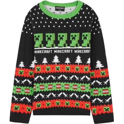 Pull de Noël pour garçons Minecraft - Col rond - 11-12 ans - Publicité Pull de Noël pour garçons Minecraft - Col rond - 11-12 ans - Publicité
