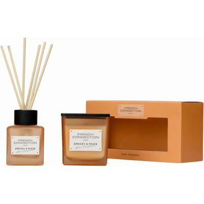 French Connection Apricot & Peach Candle & Diffuser Gift Set - Candle and diffuser with fruity aroma French Connection Apricot & Peach Candle & Diffuser Gift Set - Candle and diffuser with fruity aroma