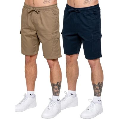 Kruze By Enzo Kruze 2-Pack Heren Cargo Shorts - BEIGE/NVY 2XL Kruze By Enzo Kruze 2-Pack Heren Cargo Shorts - BEIGE/NVY 2XL