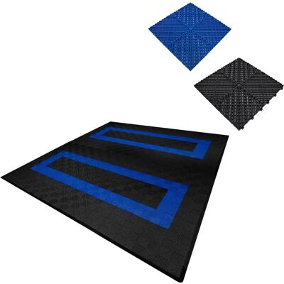 MonsterShop Black & Blue Vented Garage Floor Tiles - 36m² MonsterShop Black & Blue Vented Garage Floor Tiles - 36m²
