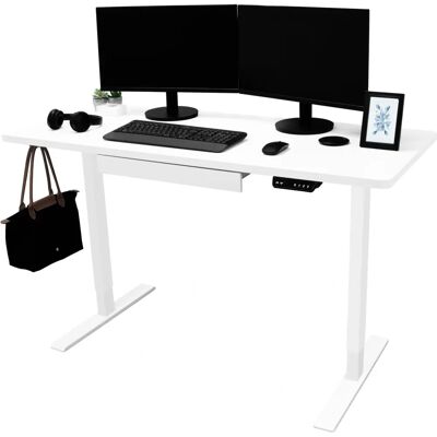 Elektroniczny Stół Podnoszony MonsterShop - Biały - 140cm x 60cm Elektroniczny Stół Podnoszony MonsterShop - Biały - 140cm x 60cm