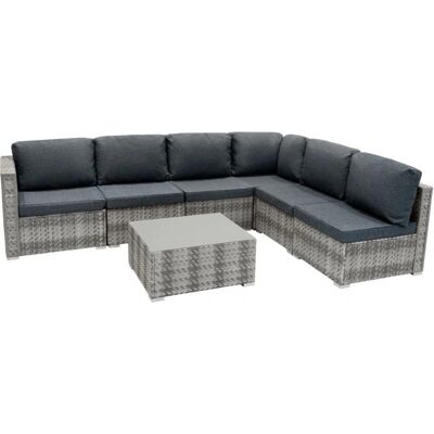 Zestaw Mebli Ogrodowych Modularnych - Szary, 7 Elementów Zestaw Mebli Ogrodowych Modularnych - Szary, 7 Elementów