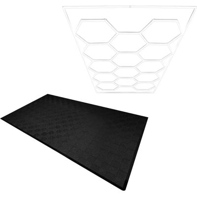MonsterShop Carrelage Garage Hexagonal Noir & Kit Éclairage LED - Publicité MonsterShop Carrelage Garage Hexagonal Noir & Kit Éclairage LED - Publicité