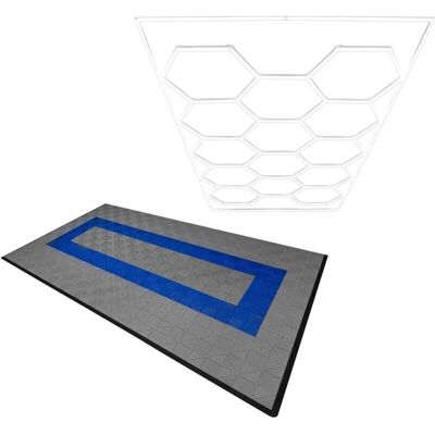 MonsterShop Hexagon LED Light & Vented Garage Floor Tiles - Grey & Blue MonsterShop Hexagon LED Light & Vented Garage Floor Tiles - Grey & Blue
