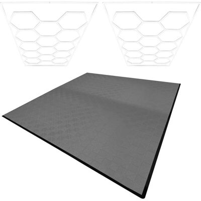 MonsterShop Éclairage LED Hexagonal Gris et Dalles de Garage - Durable - Publicité MonsterShop Éclairage LED Hexagonal Gris et Dalles de Garage - Durable - Publicité