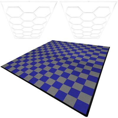 MonsterShop Hexagon LED Valot ja Autotallilaatat - Harmaa & Sininen MonsterShop Hexagon LED Valot ja Autotallilaatat - Harmaa & Sininen