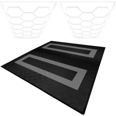 MonsterShop Carrelages Polypropylène Noirs & Lampes LED Hexagonales - Usage Intensif - Publicité MonsterShop Carrelages Polypropylène Noirs & Lampes LED Hexagonales - Usage Intensif - Publicité